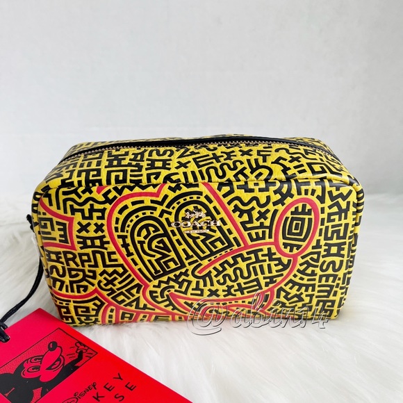 NWT Coach Disney Mickey Mouse X Keith Haring Cosmetic Pouch Makeup Bag Case - Picture 5 of 5